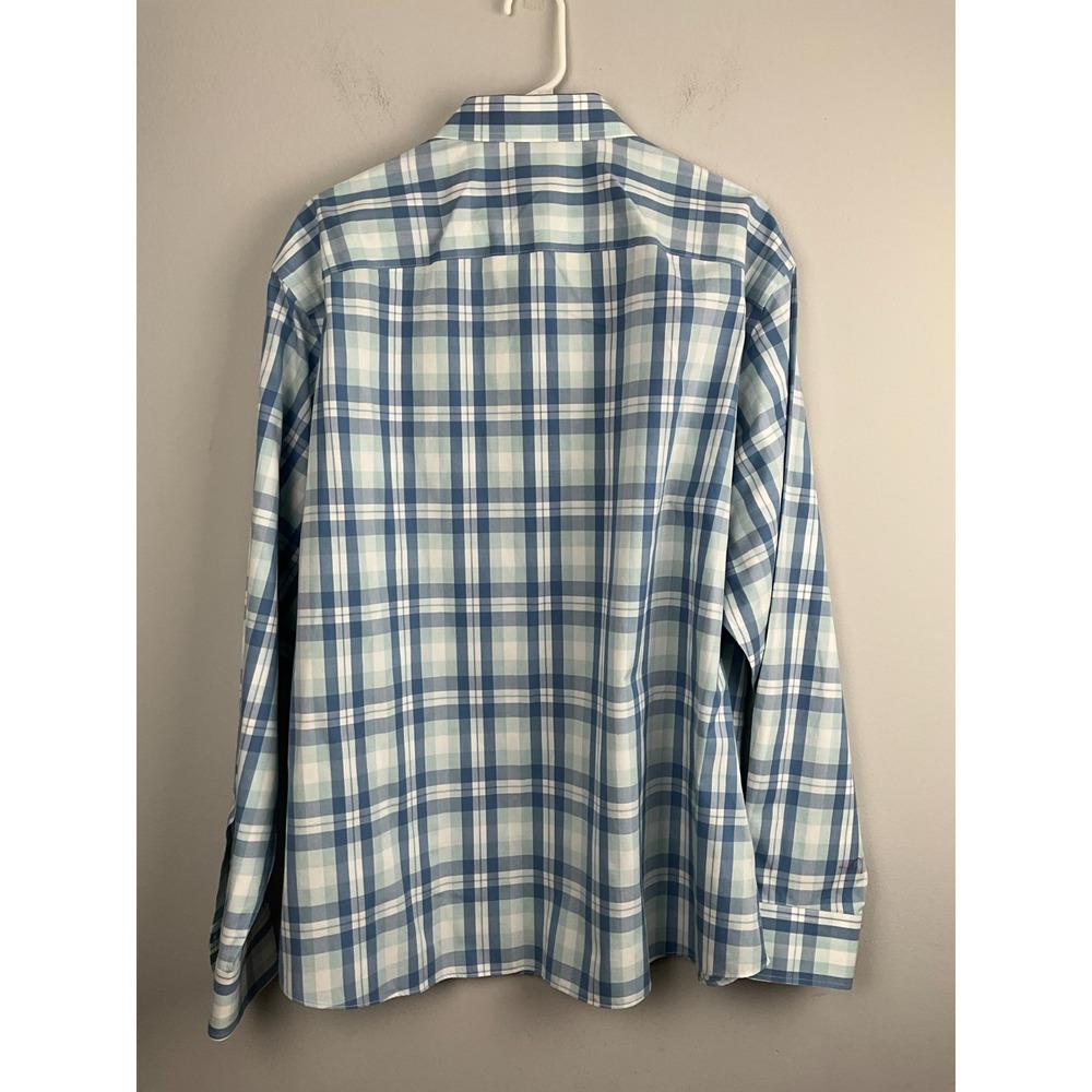 Untuckit Turley WF Shirt Men's XXL Blue Plaid Long‎ Sleeve Wrinkle Free Cotton - Picture 5 of 7